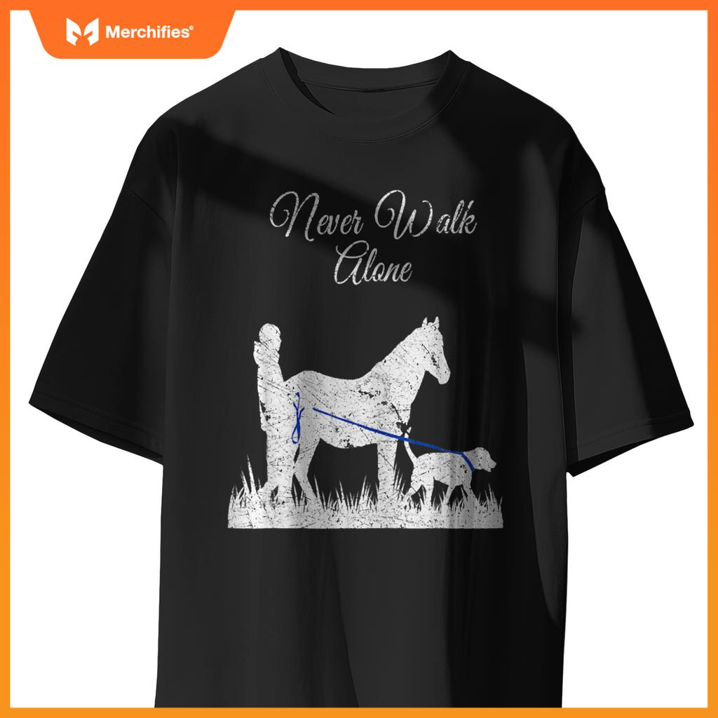 Vintage Never Walk Alone Horse, Dog and Rider for Girl T-Shirt