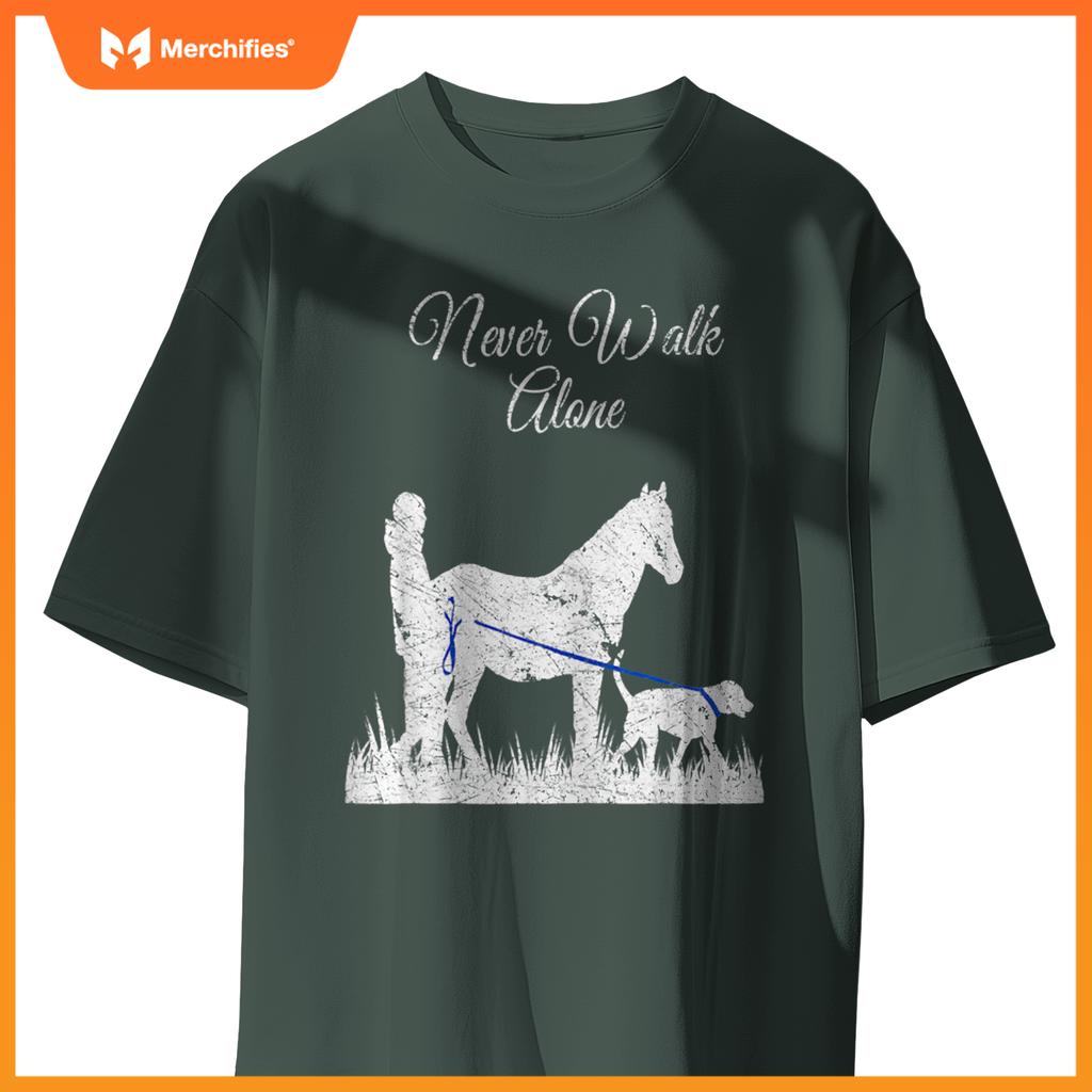 Vintage Never Walk Alone Horse, Dog and Rider for Girl T-Shirt