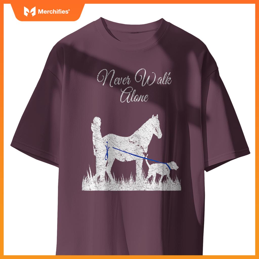 Vintage Never Walk Alone Horse, Dog and Rider for Girl T-Shirt