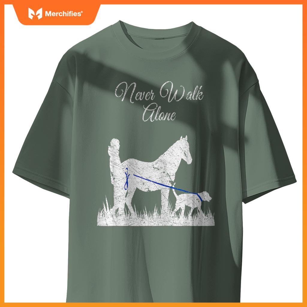 Vintage Never Walk Alone Horse, Dog and Rider for Girl T-Shirt