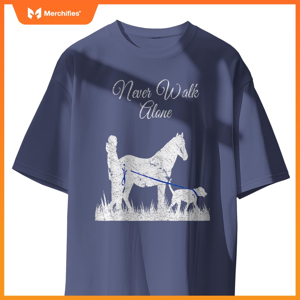 Vintage Never Walk Alone Horse, Dog and Rider for Girl T-Shirt