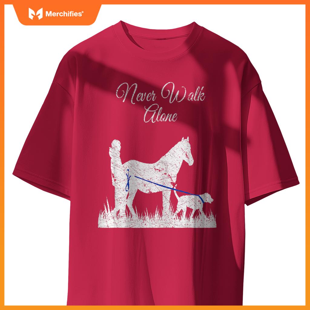 Vintage Never Walk Alone Horse, Dog and Rider for Girl T-Shirt