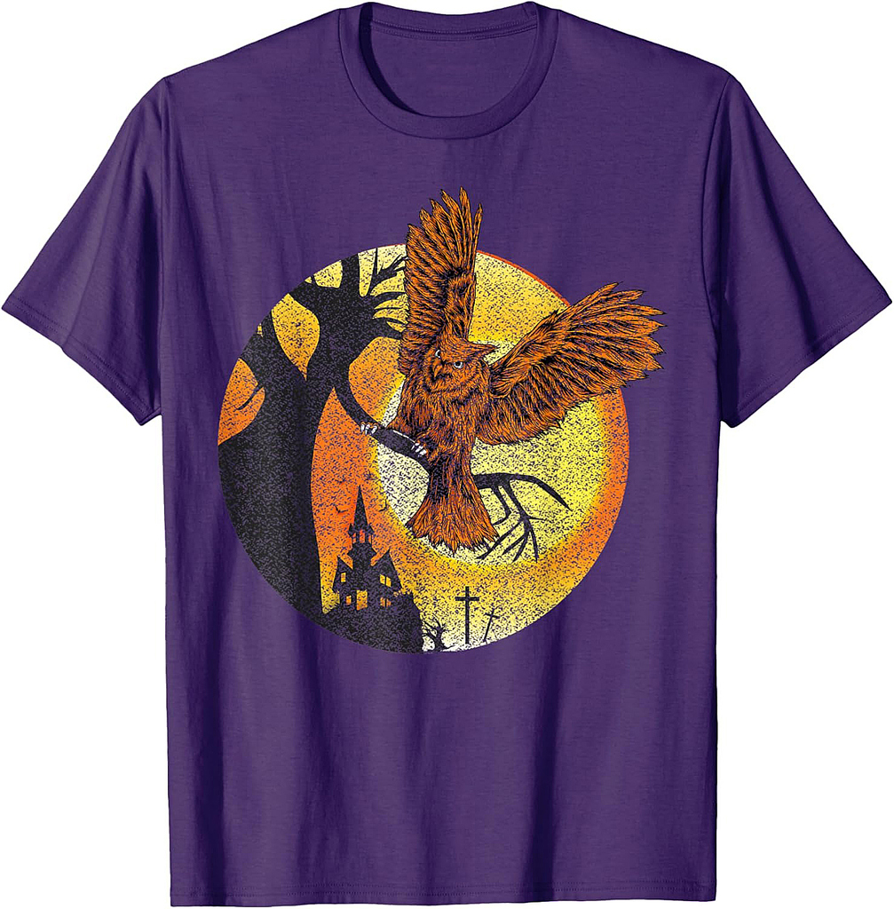 Vintage Owl & Moon Halloween T-Shirt