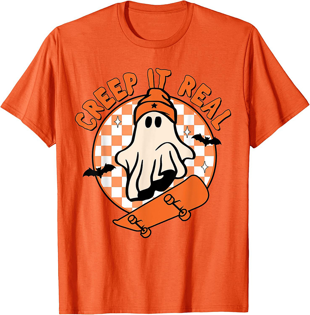 Vintage Retro Halloween Creep It Real Ghost Boy Fall Season T-Shirt