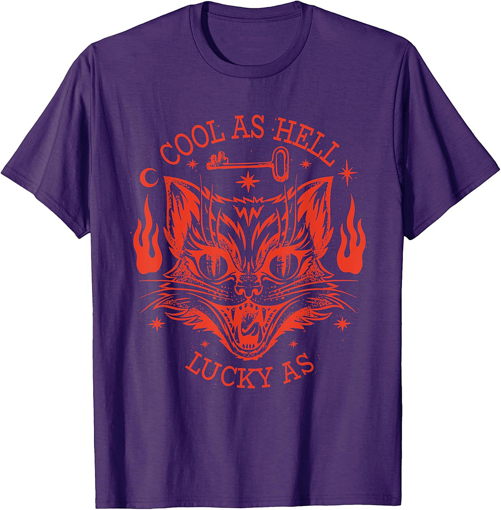Vintage Scary Halloween Black Cat T-Shirt