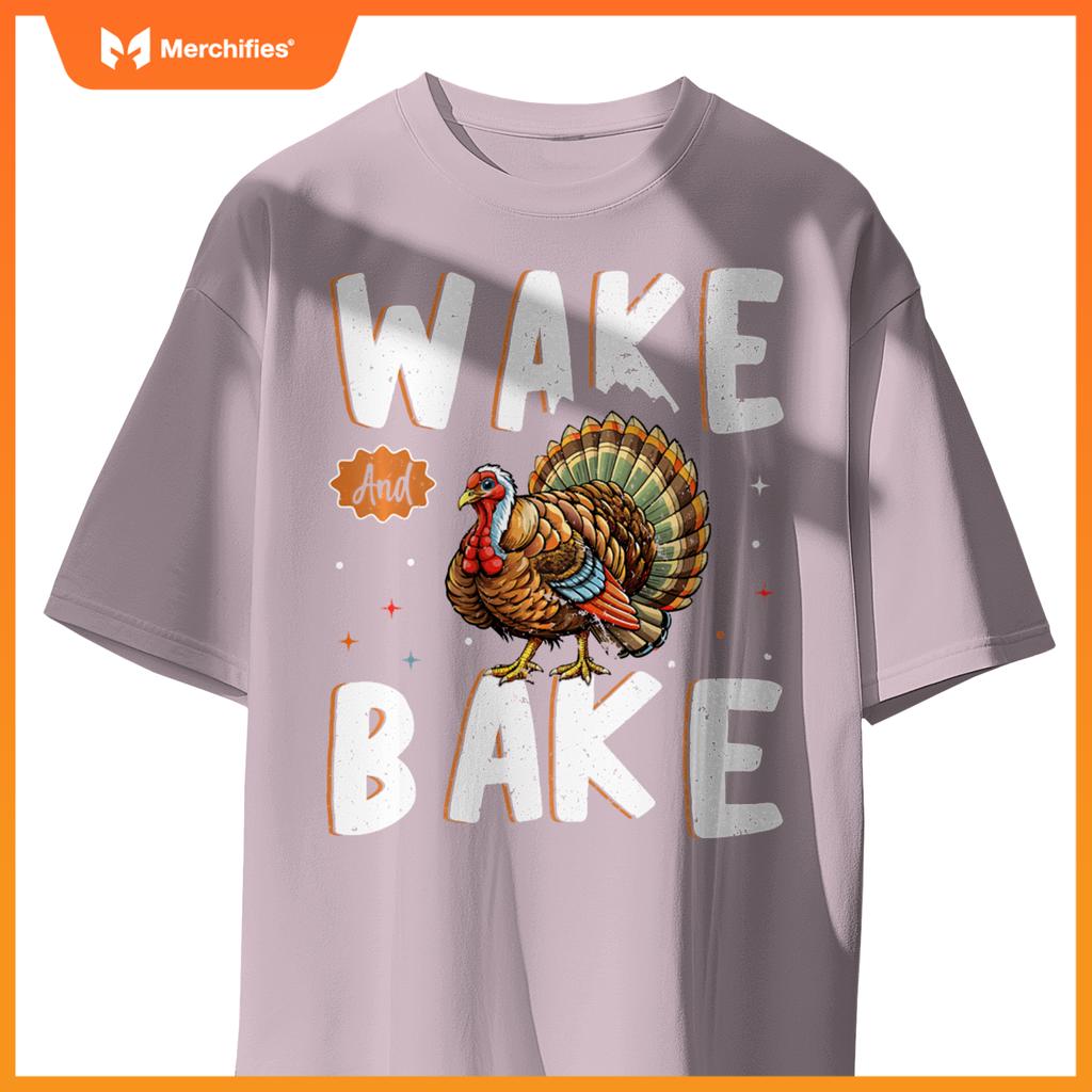 Wake Bake Turkey Feast Meal Dinner Funny Chef T-Shirt