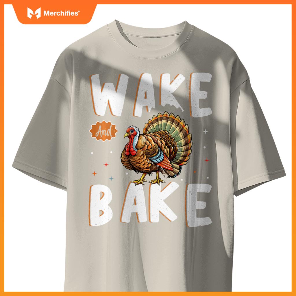 Wake Bake Turkey Feast Meal Dinner Funny Chef T-Shirt