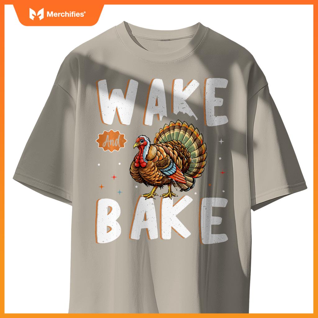 Wake Bake Turkey Feast Meal Dinner Funny Chef T-Shirt