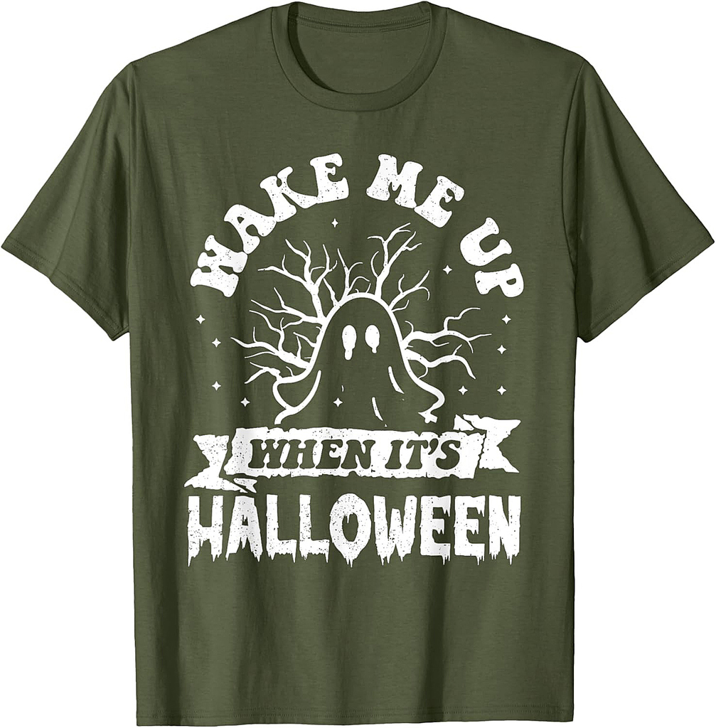Wake Me Up When It's Halloween Funny Ghost Halloween T-Shirt