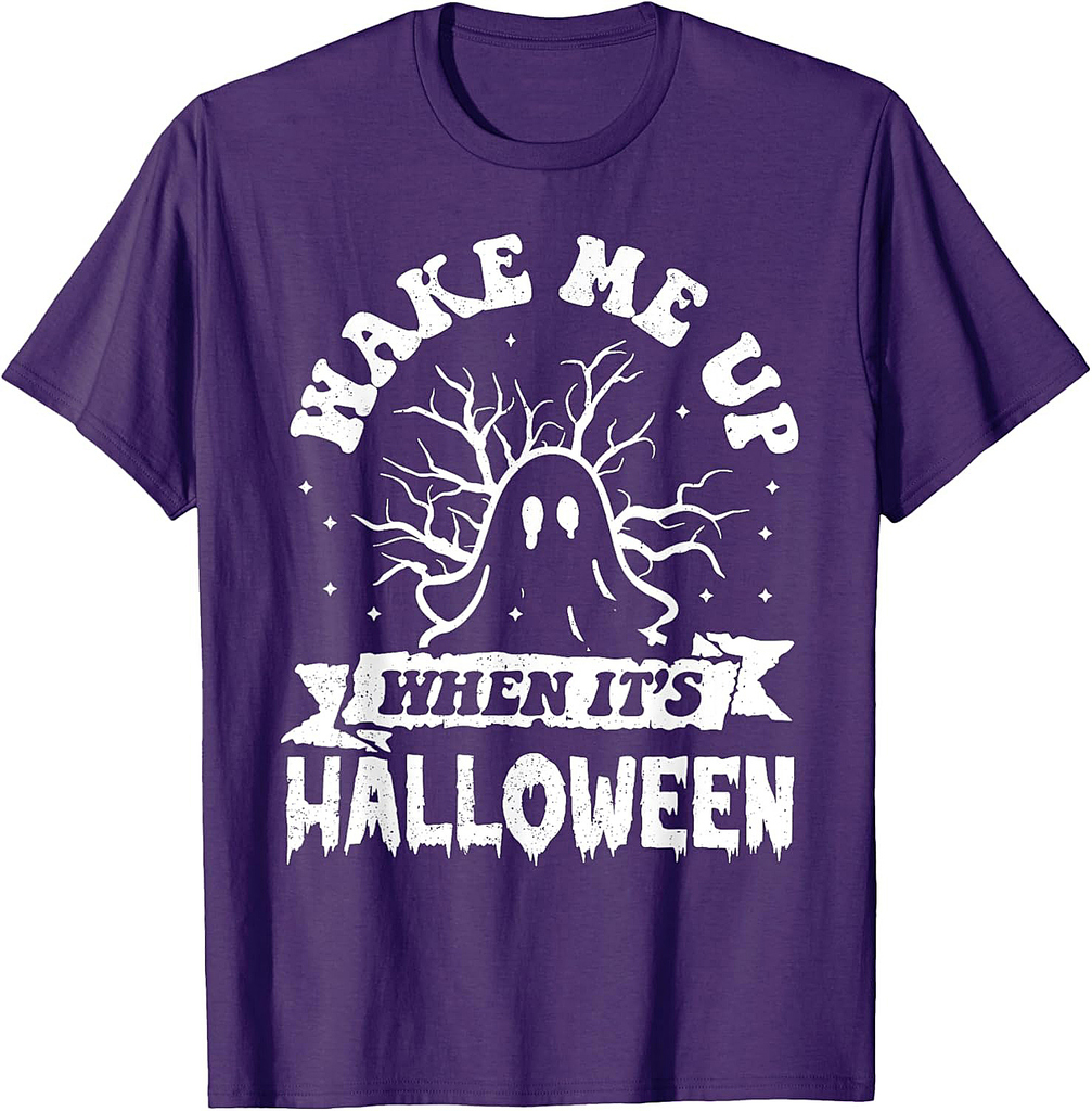 Wake Me Up When It's Halloween Funny Ghost Halloween T-Shirt