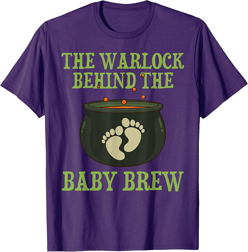 Warlock Behind The Baby Brew Halloween New Dad To Be 2025 T-Shirt