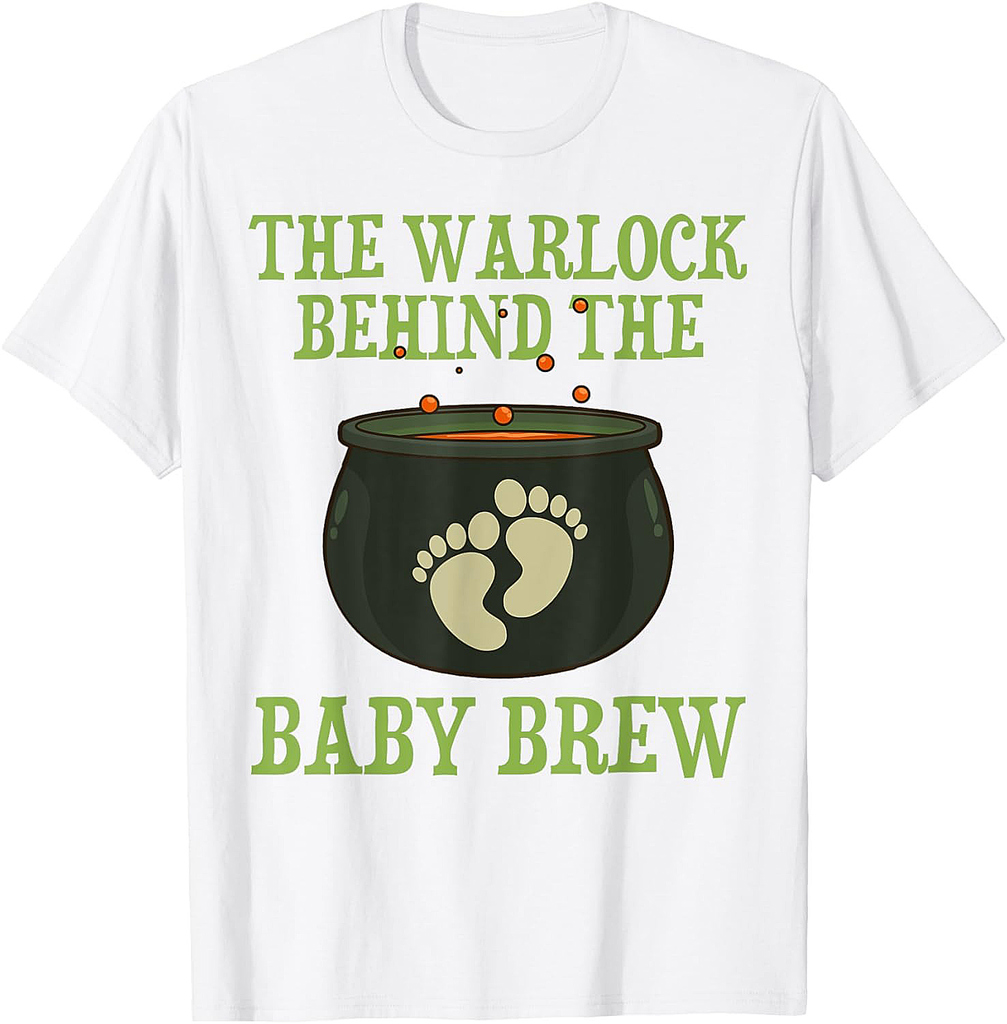 Warlock Behind The Baby Brew Halloween New Dad To Be 2025 T-Shirt