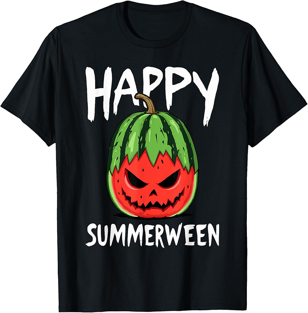 Watermelon Jackolantern Summer Halloween Happy Summerween T-Shirt