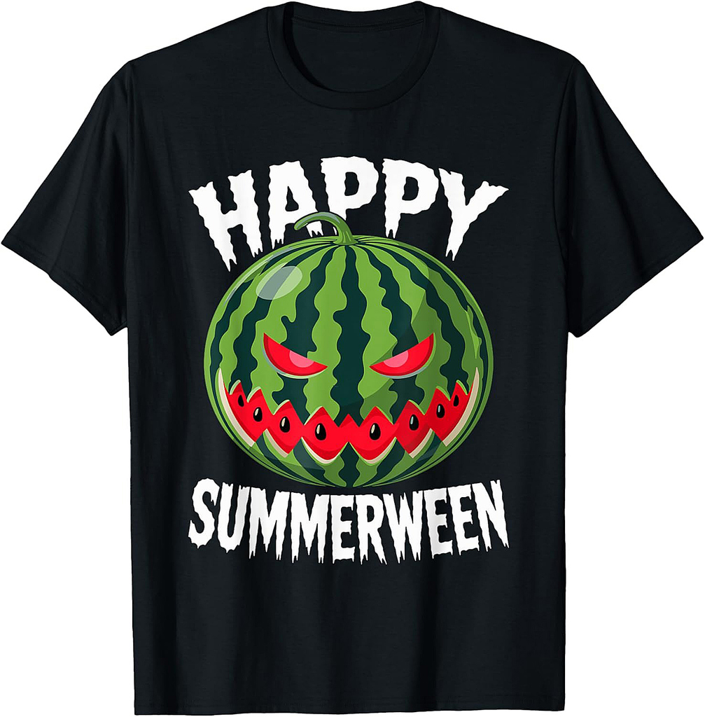 Watermelon Jackolantern Summer Halloween Happy Summerween T-Shirt
