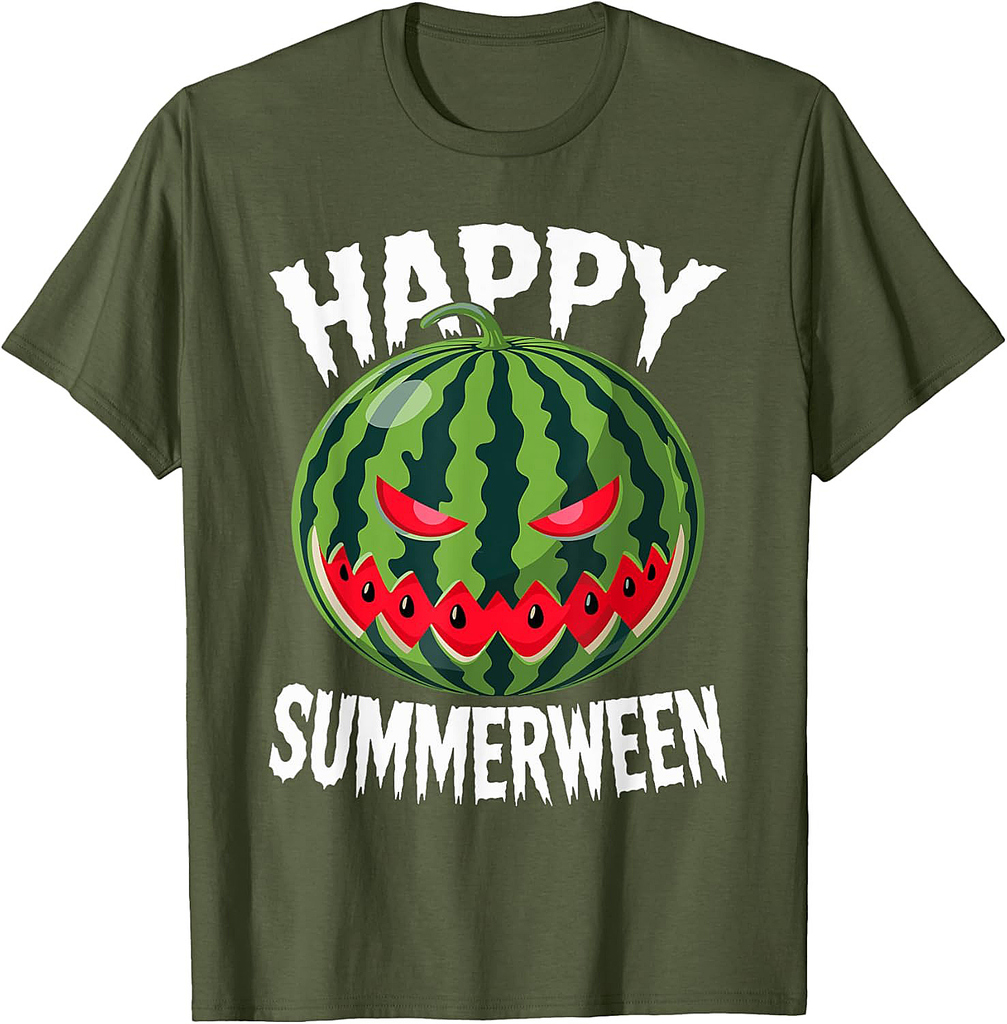 Watermelon Jackolantern Summer Halloween Happy Summerween T-Shirt