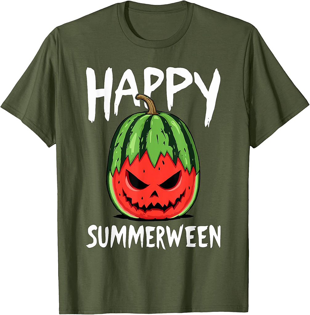 Watermelon Jackolantern Summer Halloween Happy Summerween T-Shirt