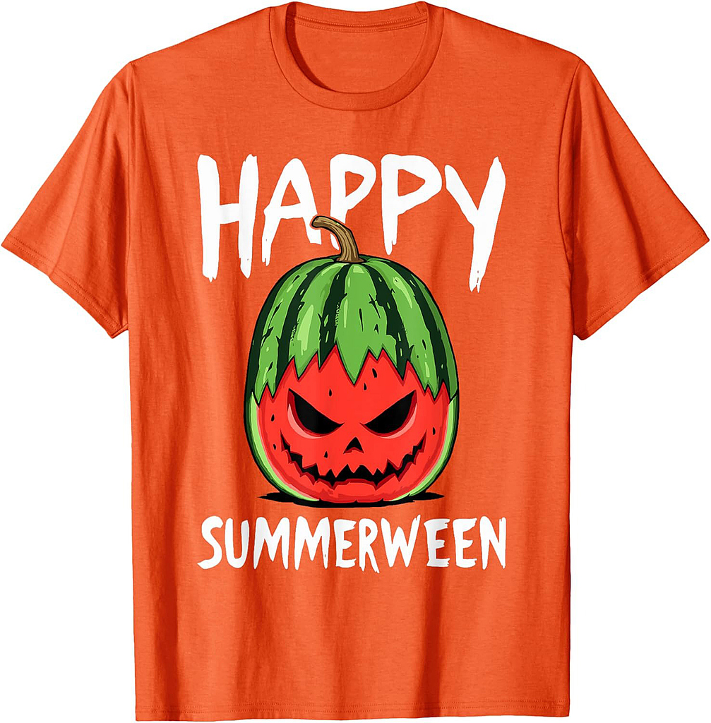 Watermelon Jackolantern Summer Halloween Happy Summerween T-Shirt