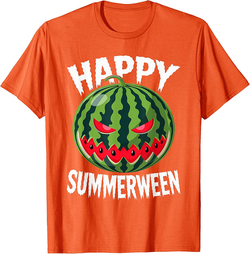 Watermelon Jackolantern Summer Halloween Happy Summerween T-Shirt