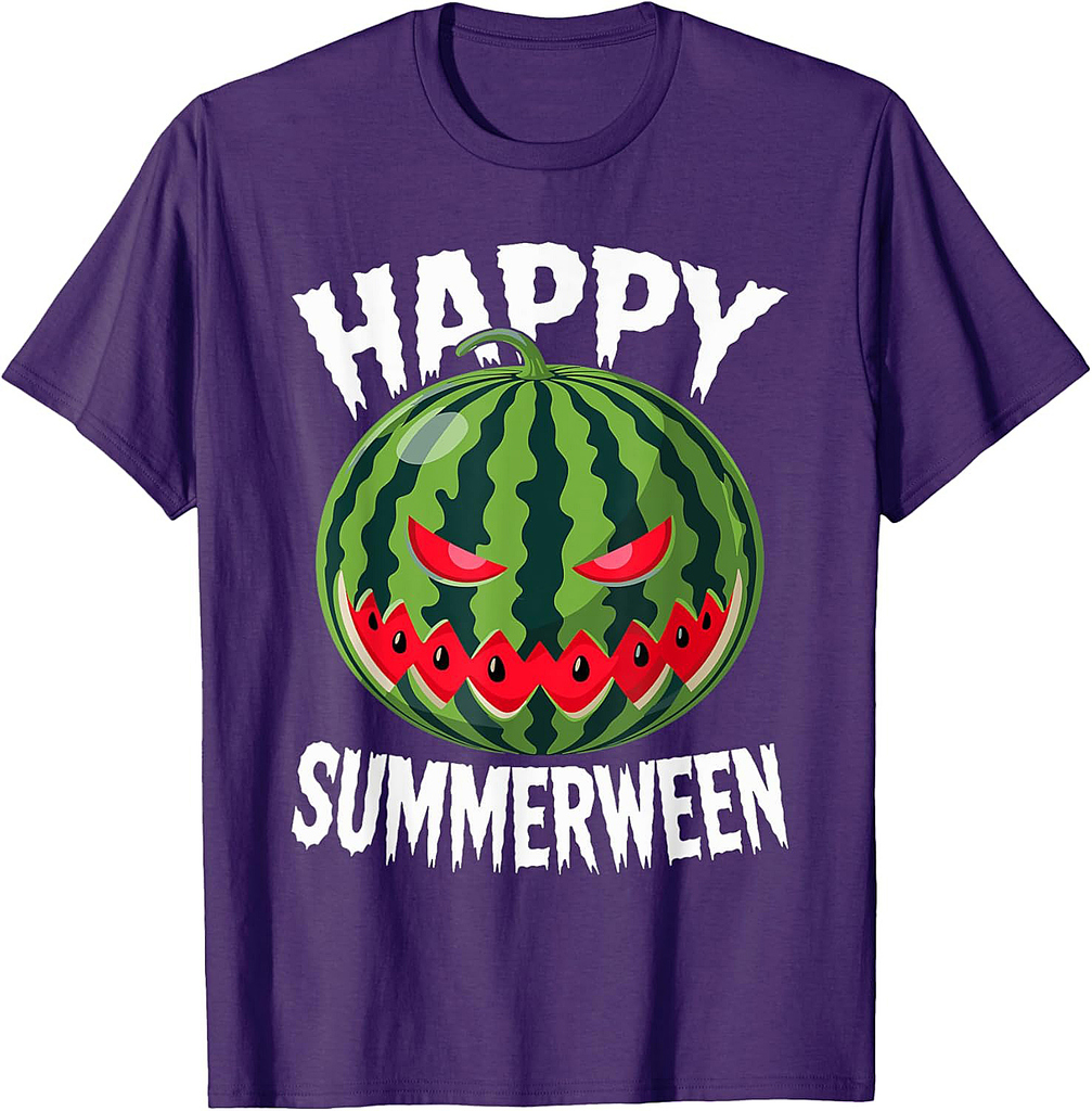 Watermelon Jackolantern Summer Halloween Happy Summerween T-Shirt