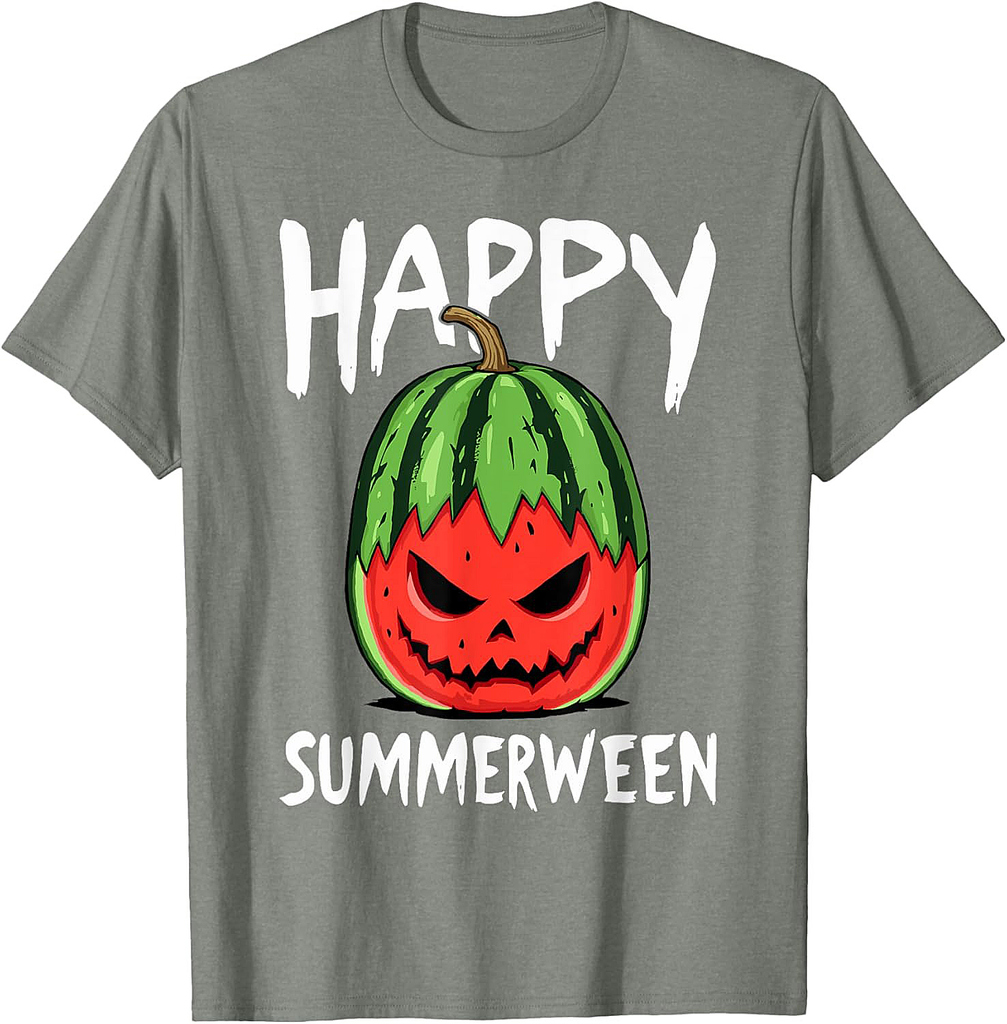 Watermelon Jackolantern Summer Halloween Happy Summerween T-Shirt