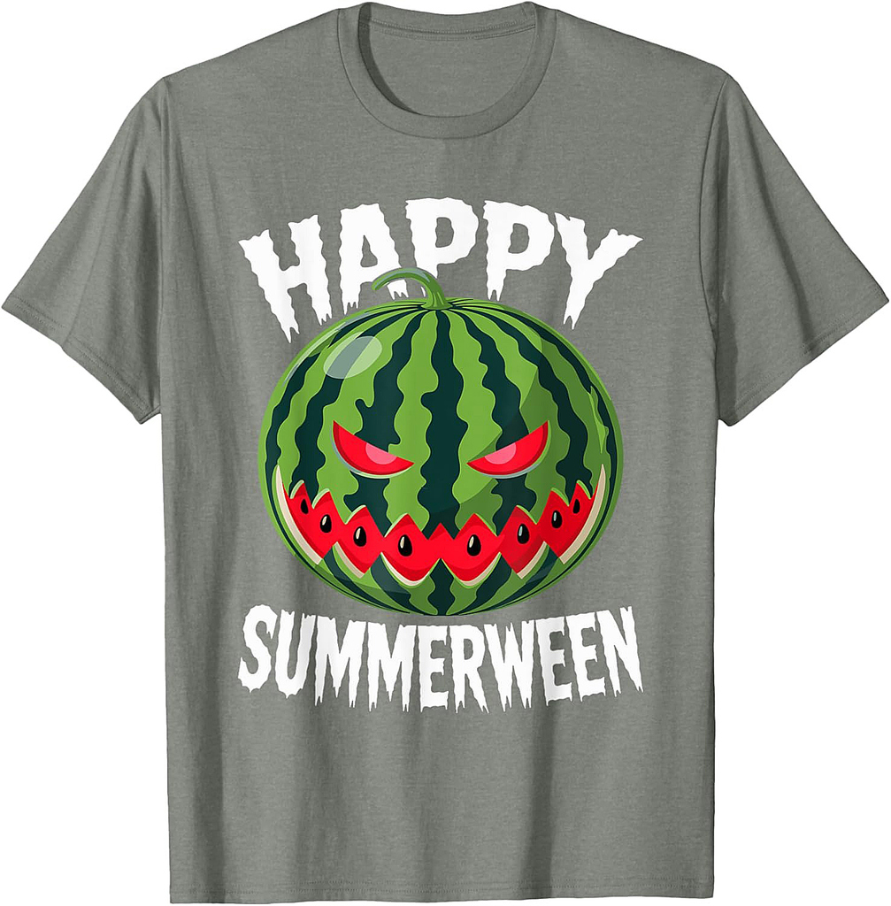 Watermelon Jackolantern Summer Halloween Happy Summerween T-Shirt