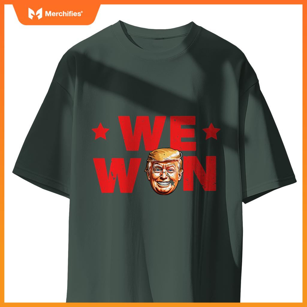 We Won Trump 2024 Patriotic Victory Smiling Trump T-Shirt