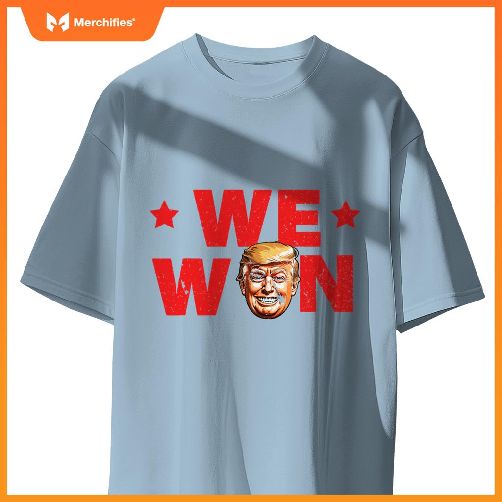 We Won Trump 2024 Patriotic Victory Smiling Trump T-Shirt