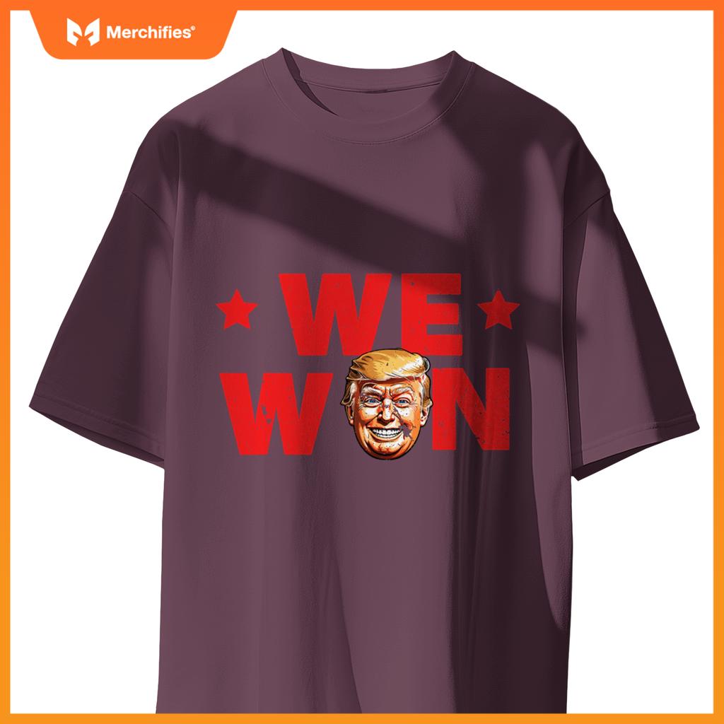 We Won Trump 2024 Patriotic Victory Smiling Trump T-Shirt