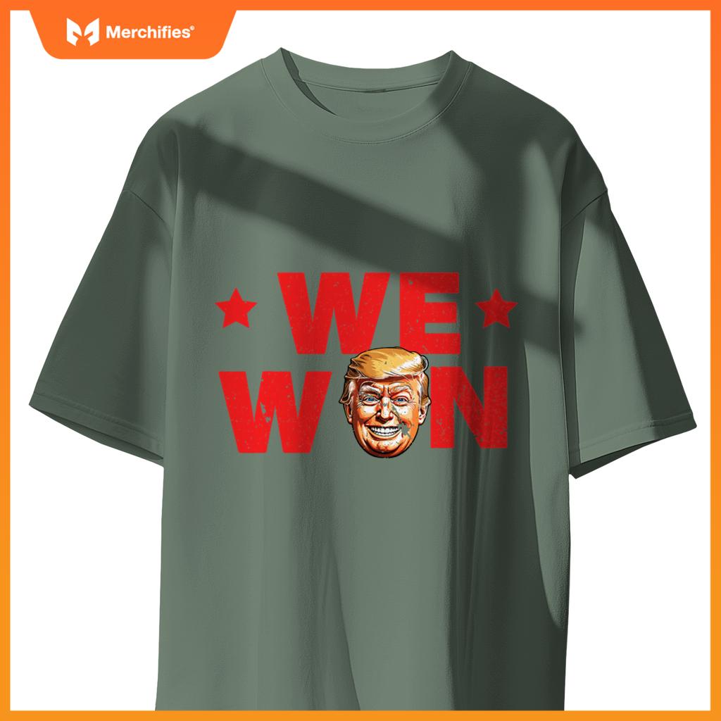 We Won Trump 2024 Patriotic Victory Smiling Trump T-Shirt