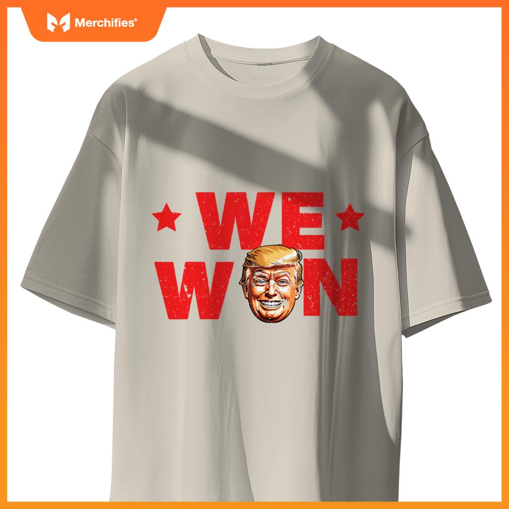 We Won Trump 2024 Patriotic Victory Smiling Trump T-Shirt