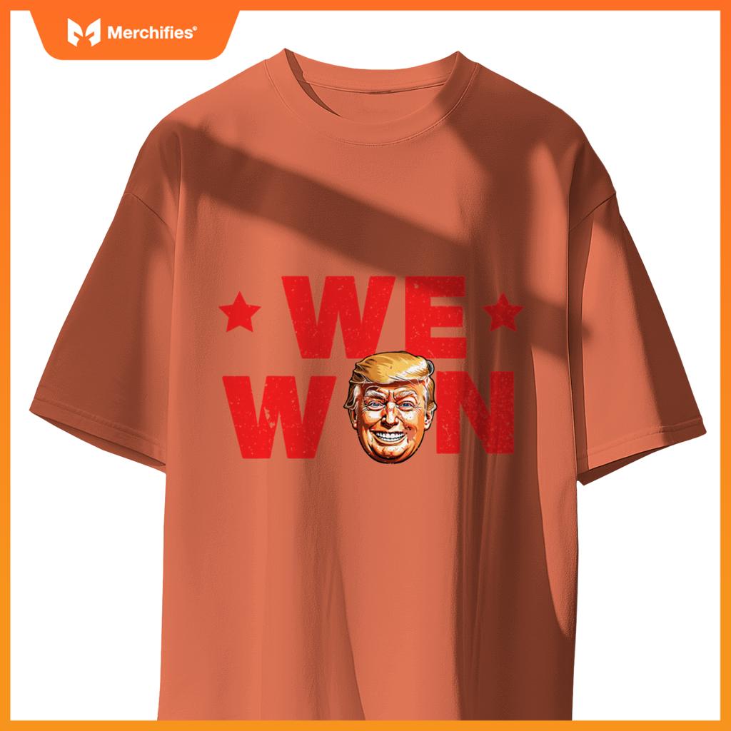 We Won Trump 2024 Patriotic Victory Smiling Trump T-Shirt