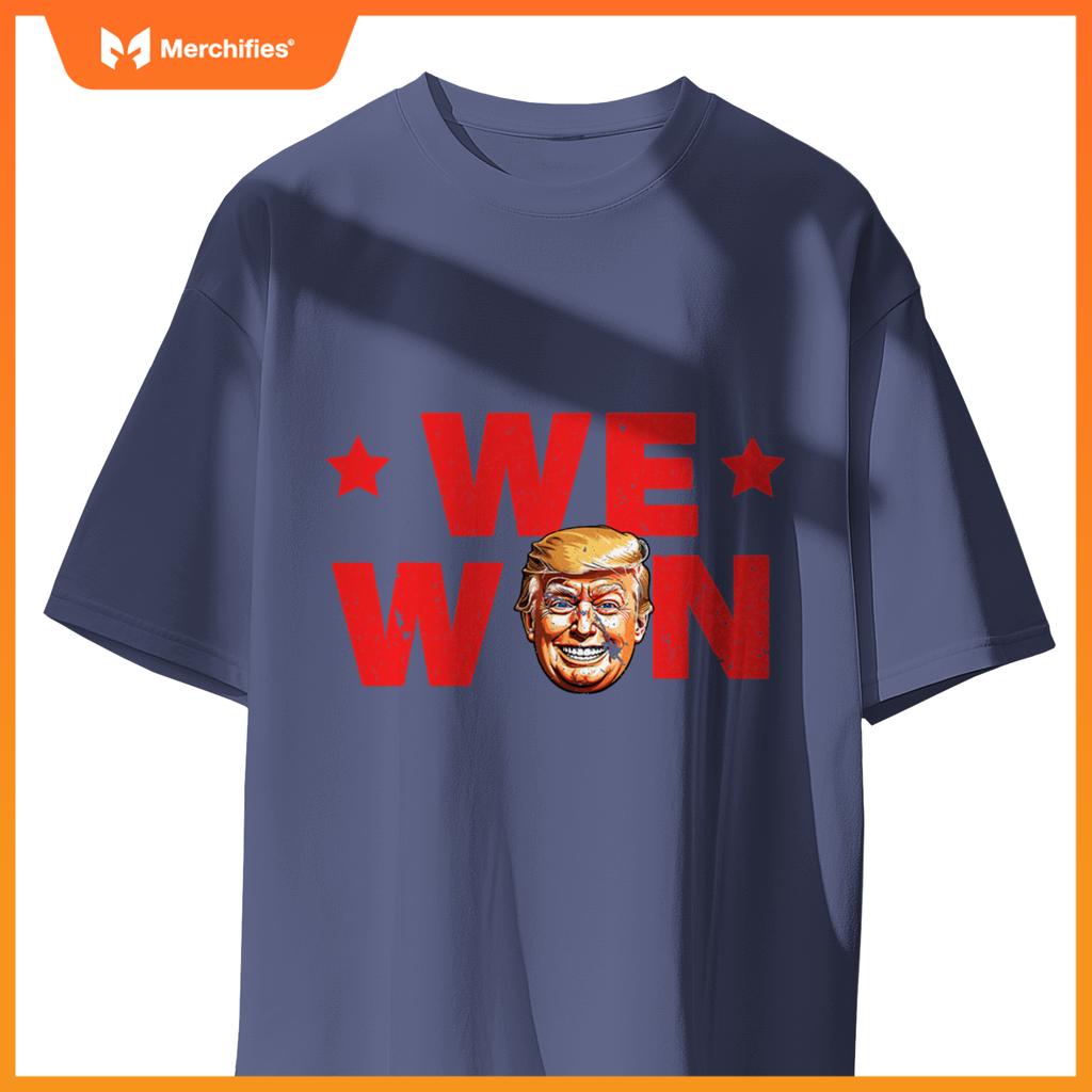 We Won Trump 2024 Patriotic Victory Smiling Trump T-Shirt