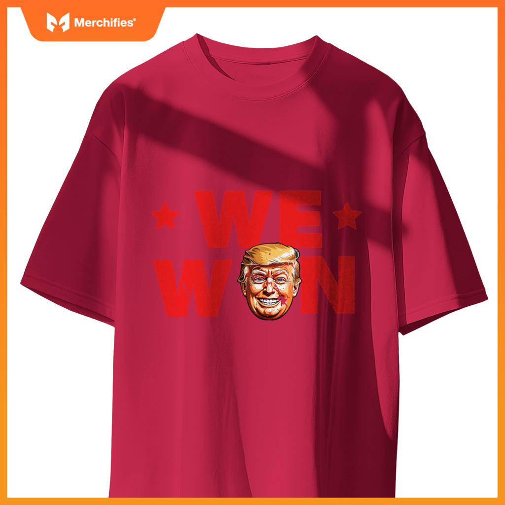 We Won Trump 2024 Patriotic Victory Smiling Trump T-Shirt
