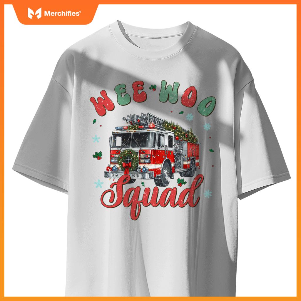 Wee Woo Squad Fire Truck Firefighter Christmas T-Shirt
