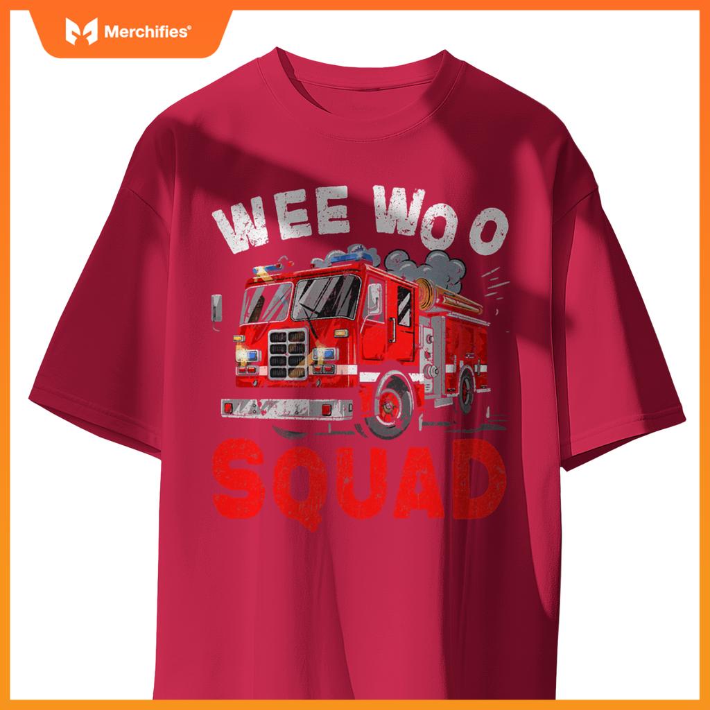 Wee Woo Squad Funny Firefighter Fire Truck Fireman Men Women T-Shirt