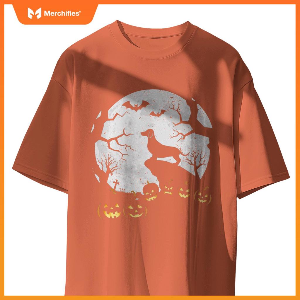Weiner dog in the Moon Dachshund Halloween Pumpkin Gifts T-Shirt