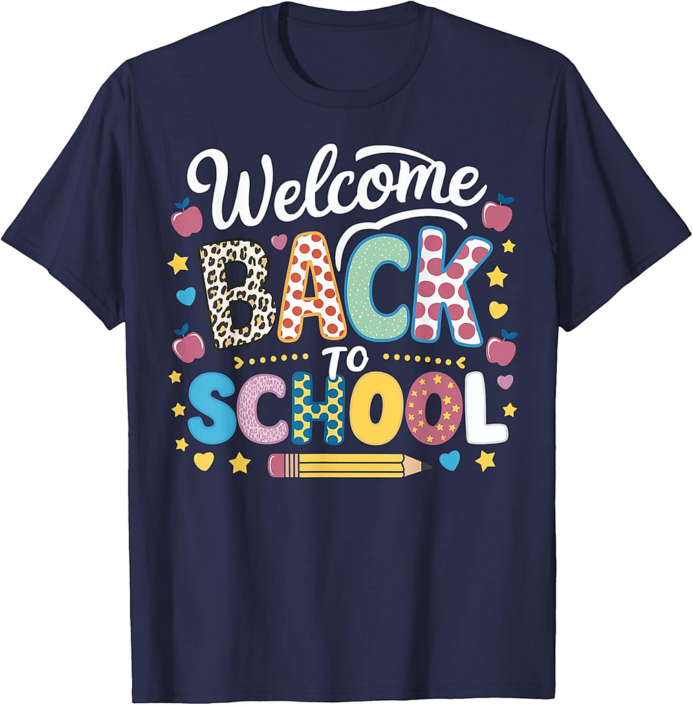 Welcome Back To School Design With Pencil And Icons T-Shirt