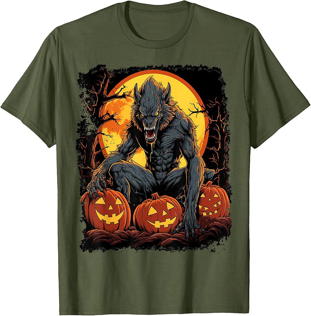 Werewolf Orange Halloween T-Shirt