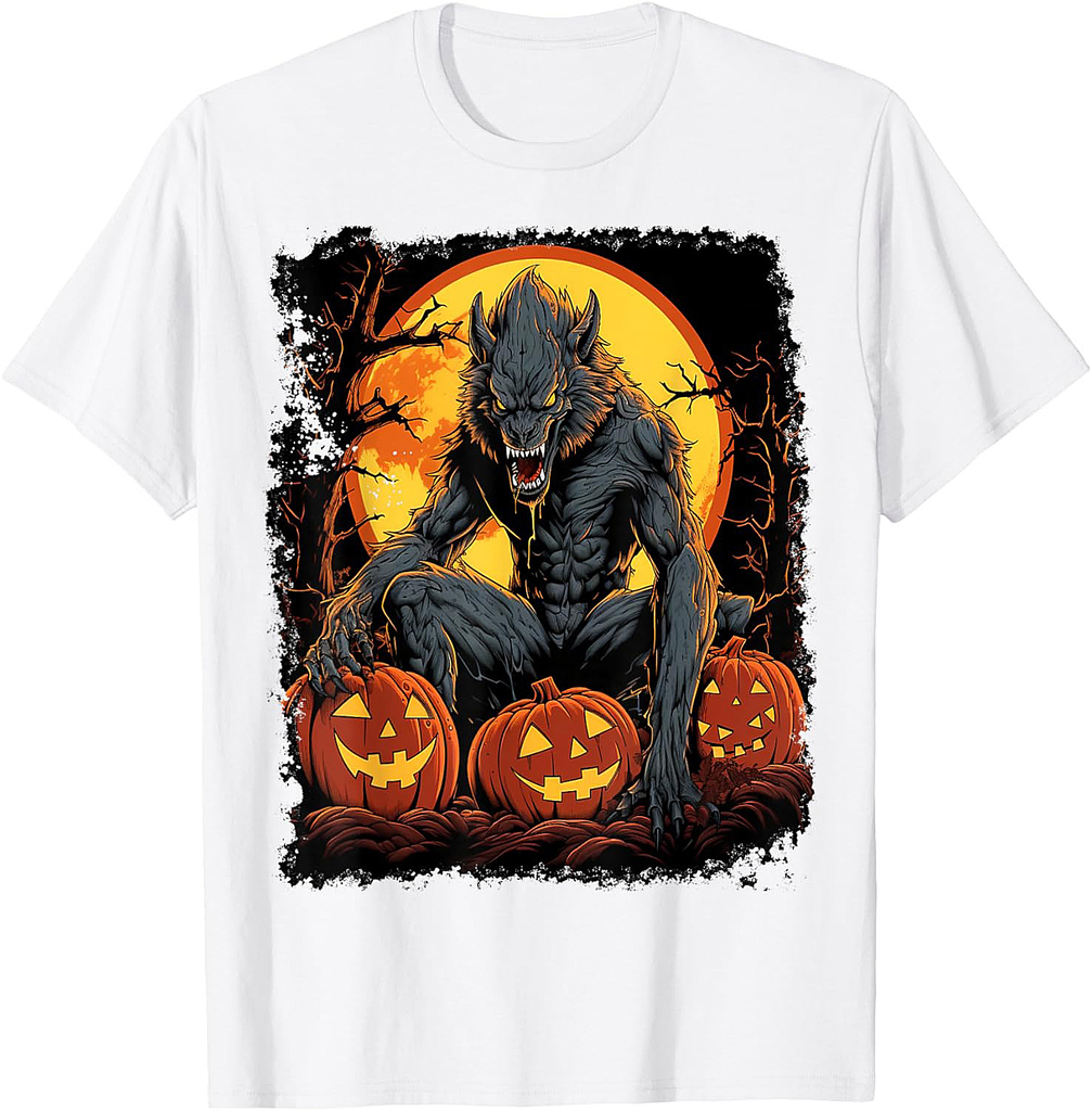 Werewolf Orange Halloween T-Shirt