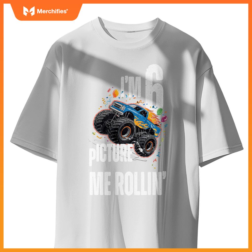 Monster Truck 6 Year Old Toddlers Boy 6th Birthday Party Car T-Shirt