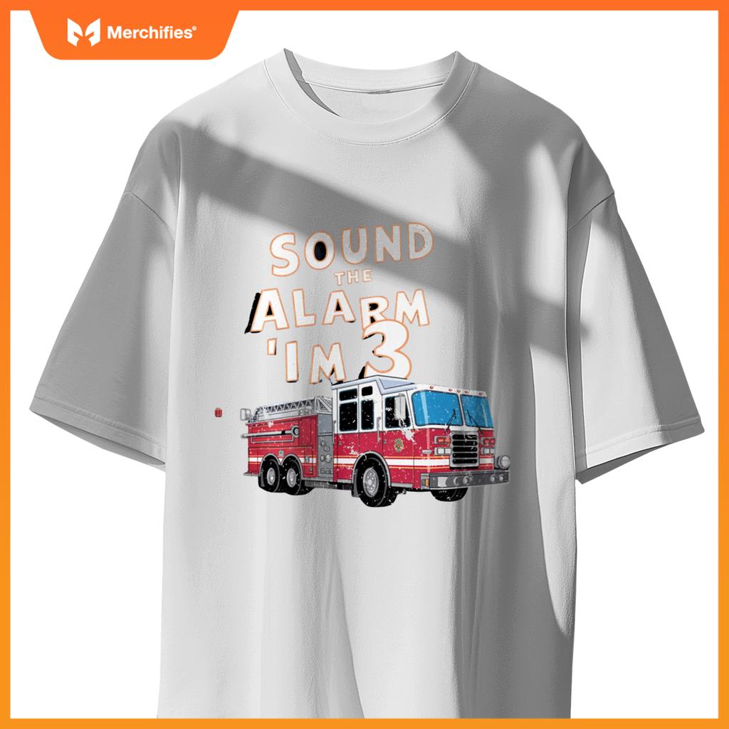 Kids Fire Truck 3 Year Old Firefighter 3rd Birthday Boy T-Shirt
