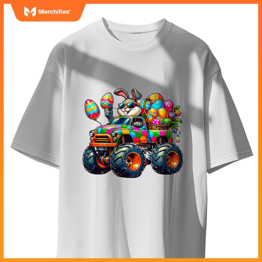 Kids Easter Day Bunny Monster Truck Eggs Cool Rabbit T-Shirt