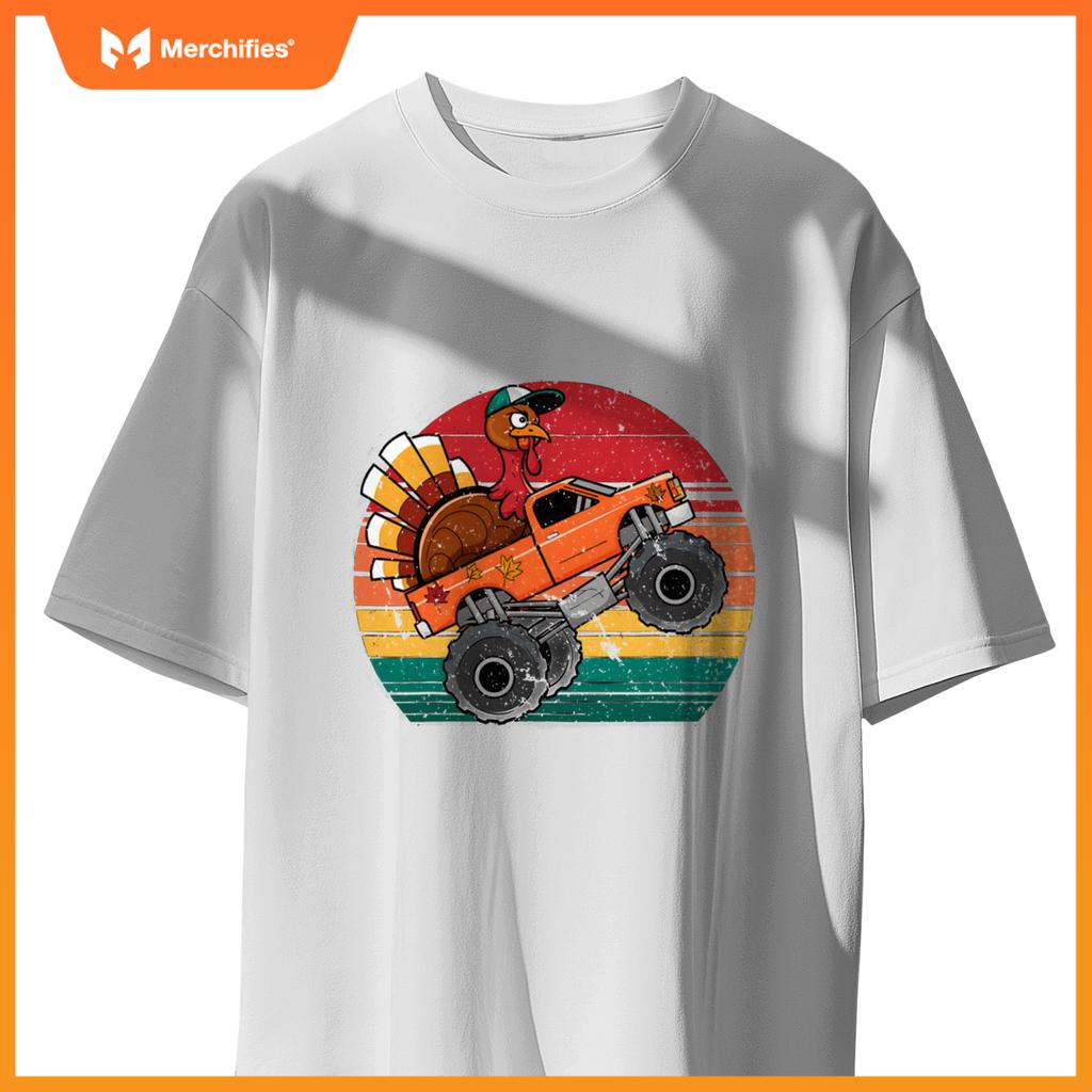 Monster Truck Turkey Sunset Toddler Thanksgiving T-Shirt