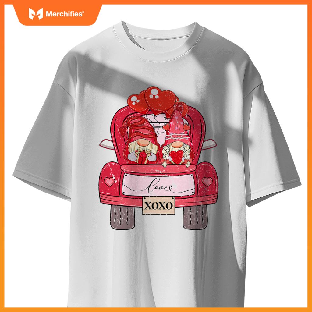 Gnome Valentines Day Truck Love Valentines Gnomes Hearts T-Shirt