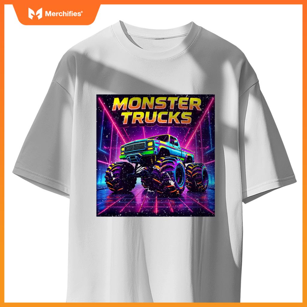 Monster Truck Birthday Party Retro Monster Trucks Boys Girls T-Shirt