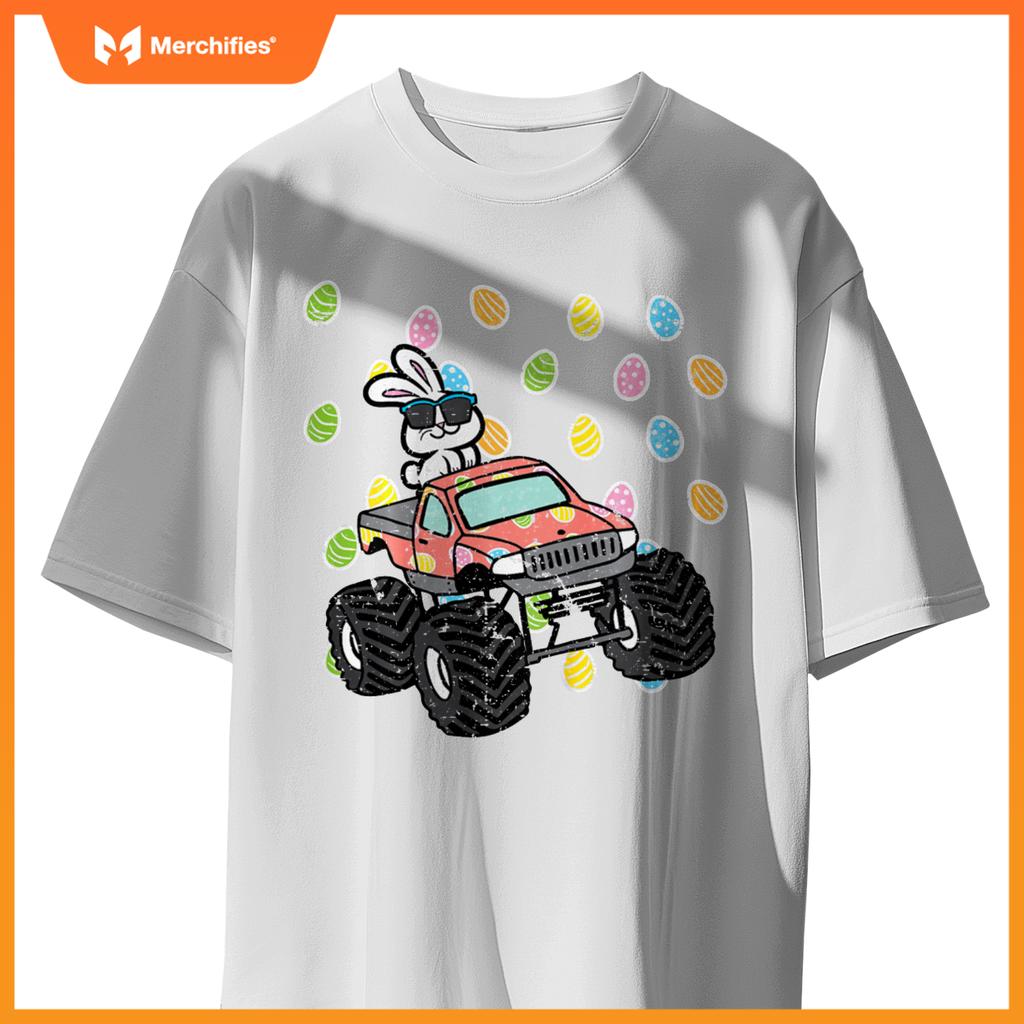 Kids Easter Bunny On Monster Truck Eggs Rabbit Toddler Boys Kids T-Shirt