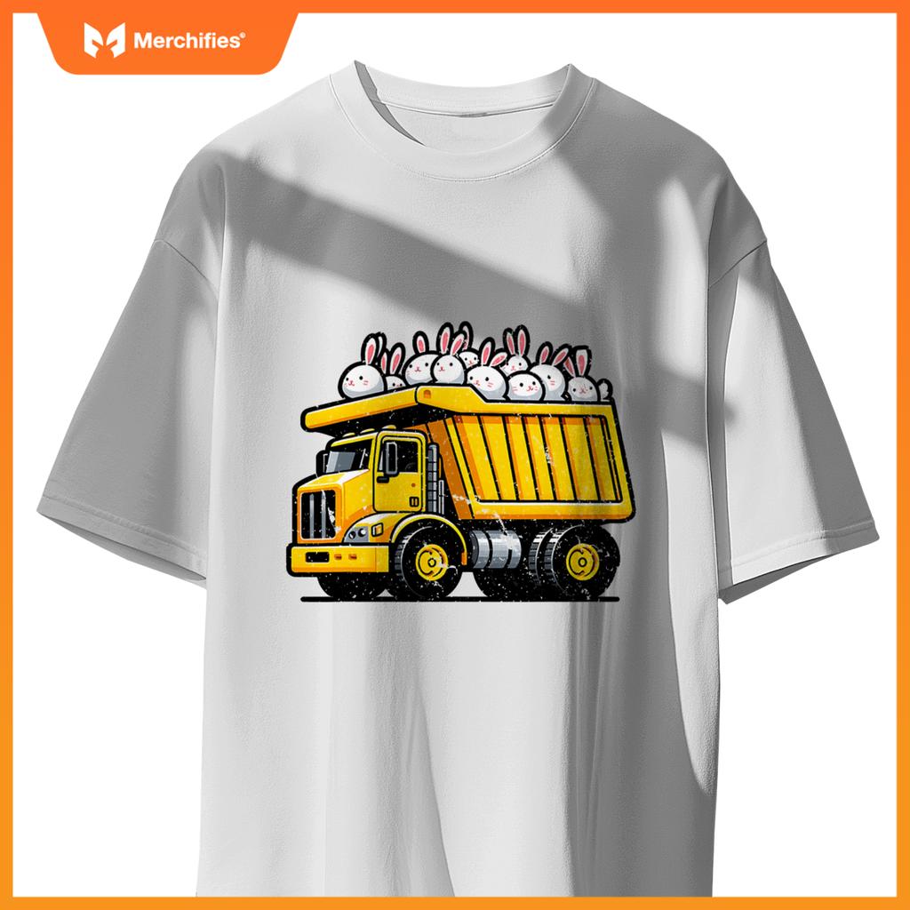 Kids Construction Dump Truck Bunnies Christian Easter Day T-Shirt