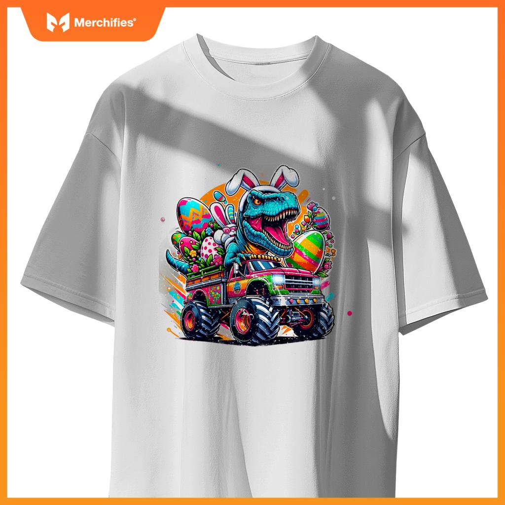 Kids Easter S Boys Toddler Boy Rabbit Bunny T Rex Dino Truck T-Shirt