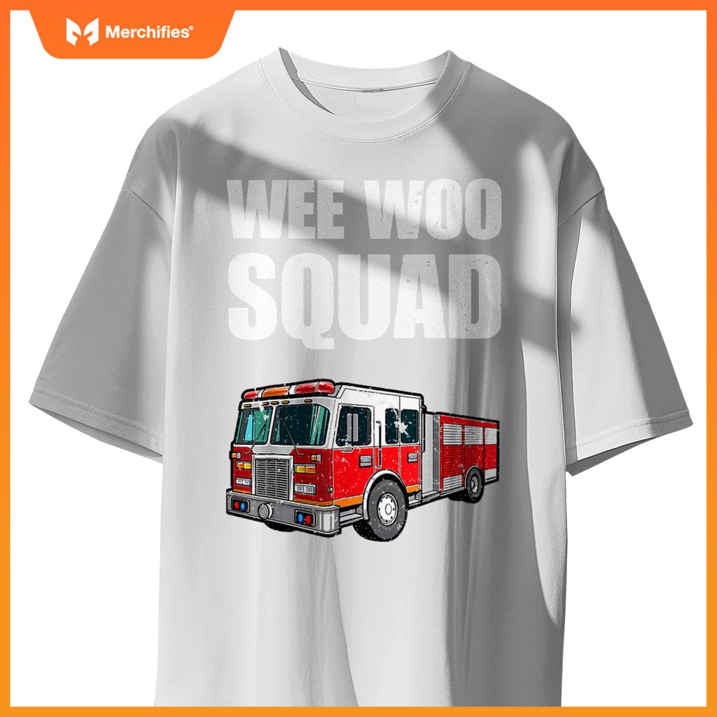 Funny Wee Woo Squad Fire Truck Design for Kids and Adults T-Shirt