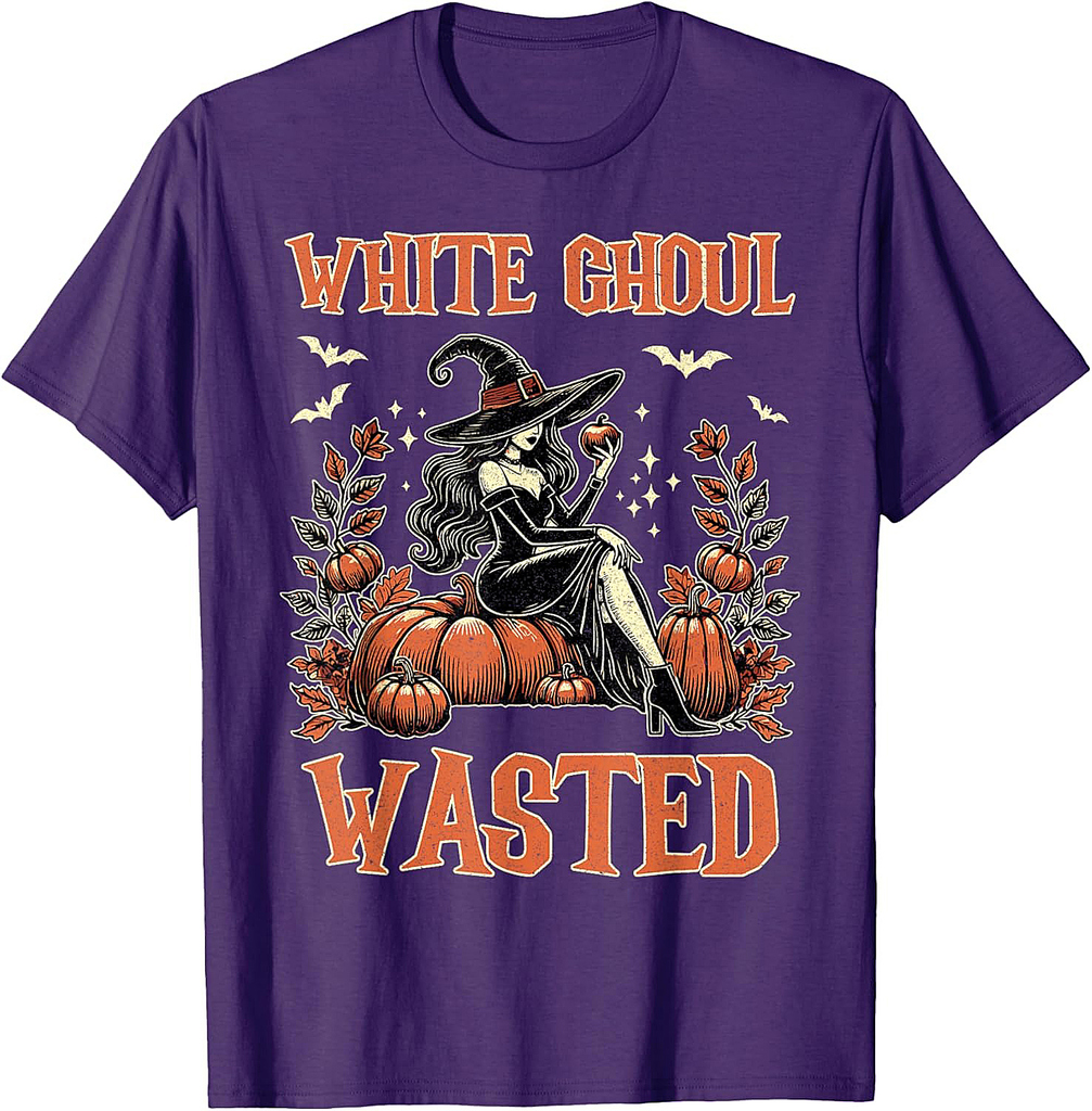White Ghoul Wasted Halloween T-Shirt